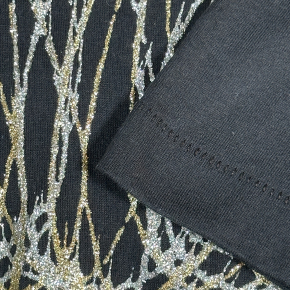 Vintage Spin Art Shirt Adult MEDIUM Black Abstract Gold Silver Glitter USA 80s - Picture 6 of 8